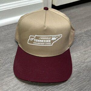 Nashville Tennessee Tan and Burgundy Adjustable Hat